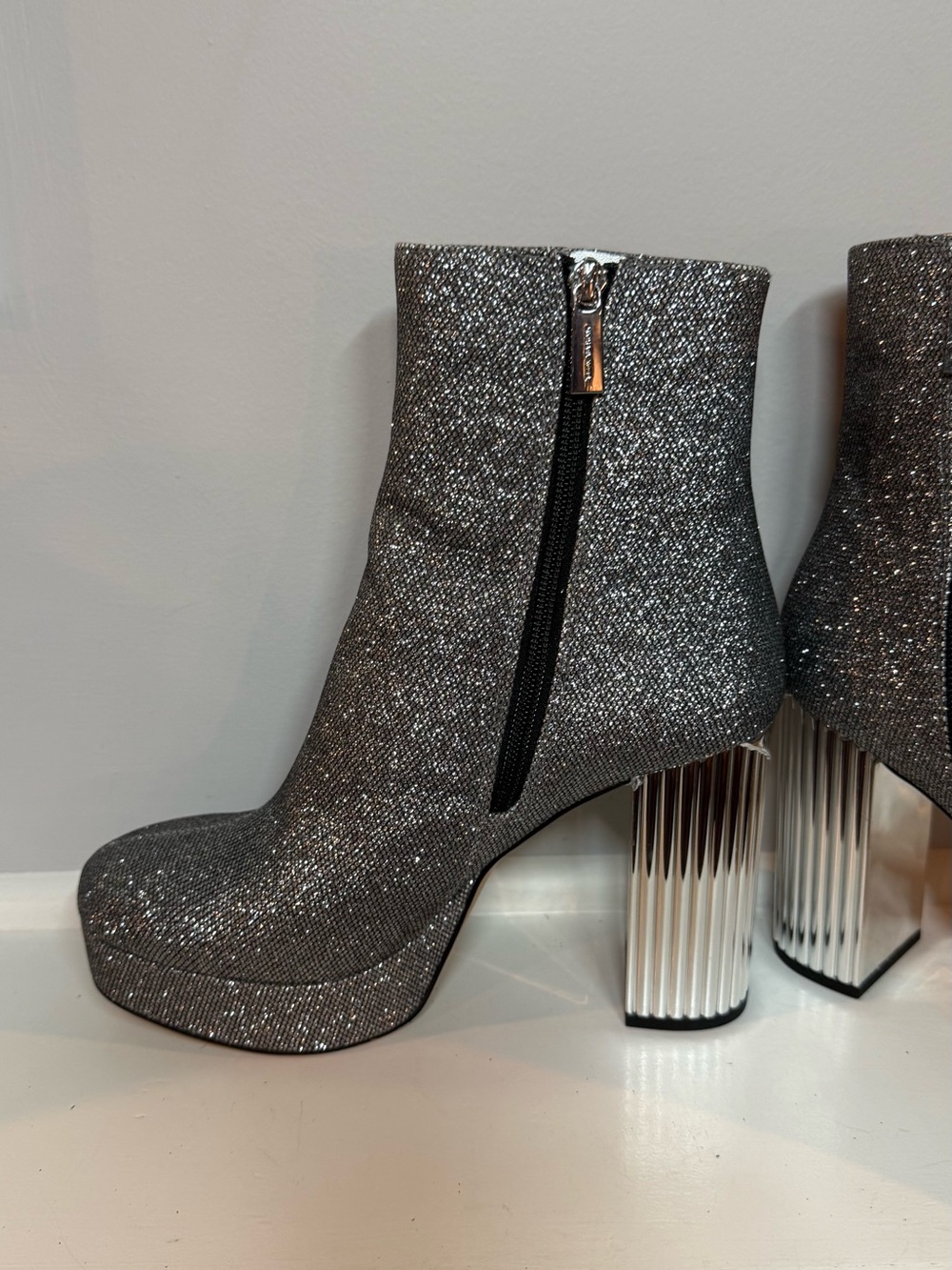 Michael Kora Glitter Silver Platform Boot - Picture 2 of 8